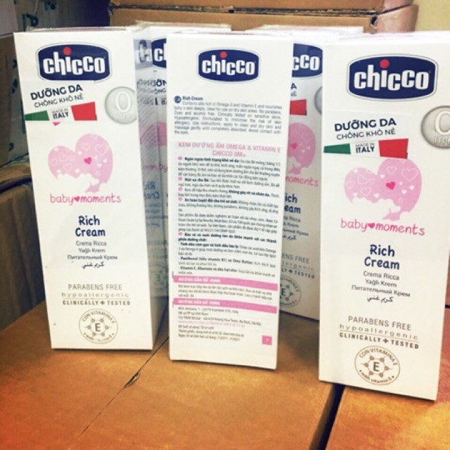 Kem dưỡng ẩm chứa Omega và vitamin E Chicco 100ml