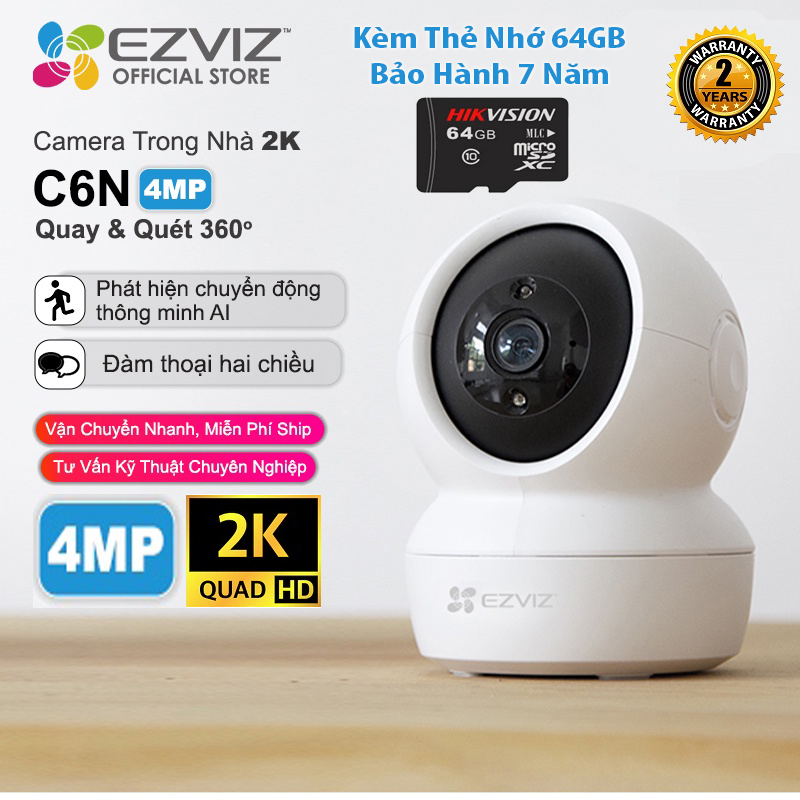 Camera WIFI Không Dây EZVIZ C6N 4MP 2K - Siêu nét