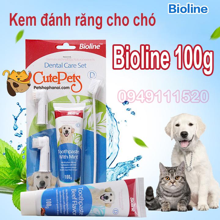 Toothpaste set for dog Bioline 100G + brush-cutepets