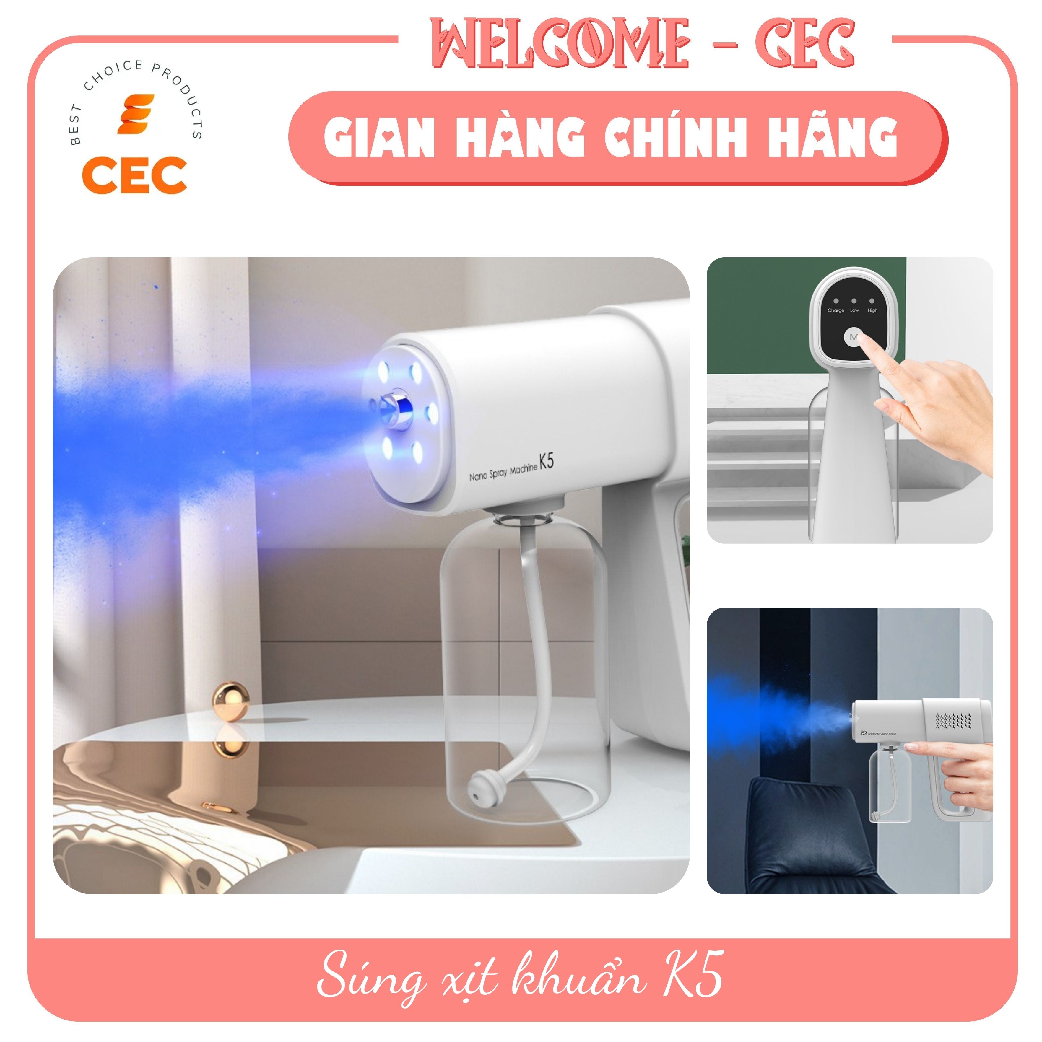 Máy xịt khuẩn k5 pro công nghệ nano 2021 - sung xịt atomizer 8 led + k5 pro 8 led + k5 6 led uv - shop cec waterproof tặng máy đo lk87