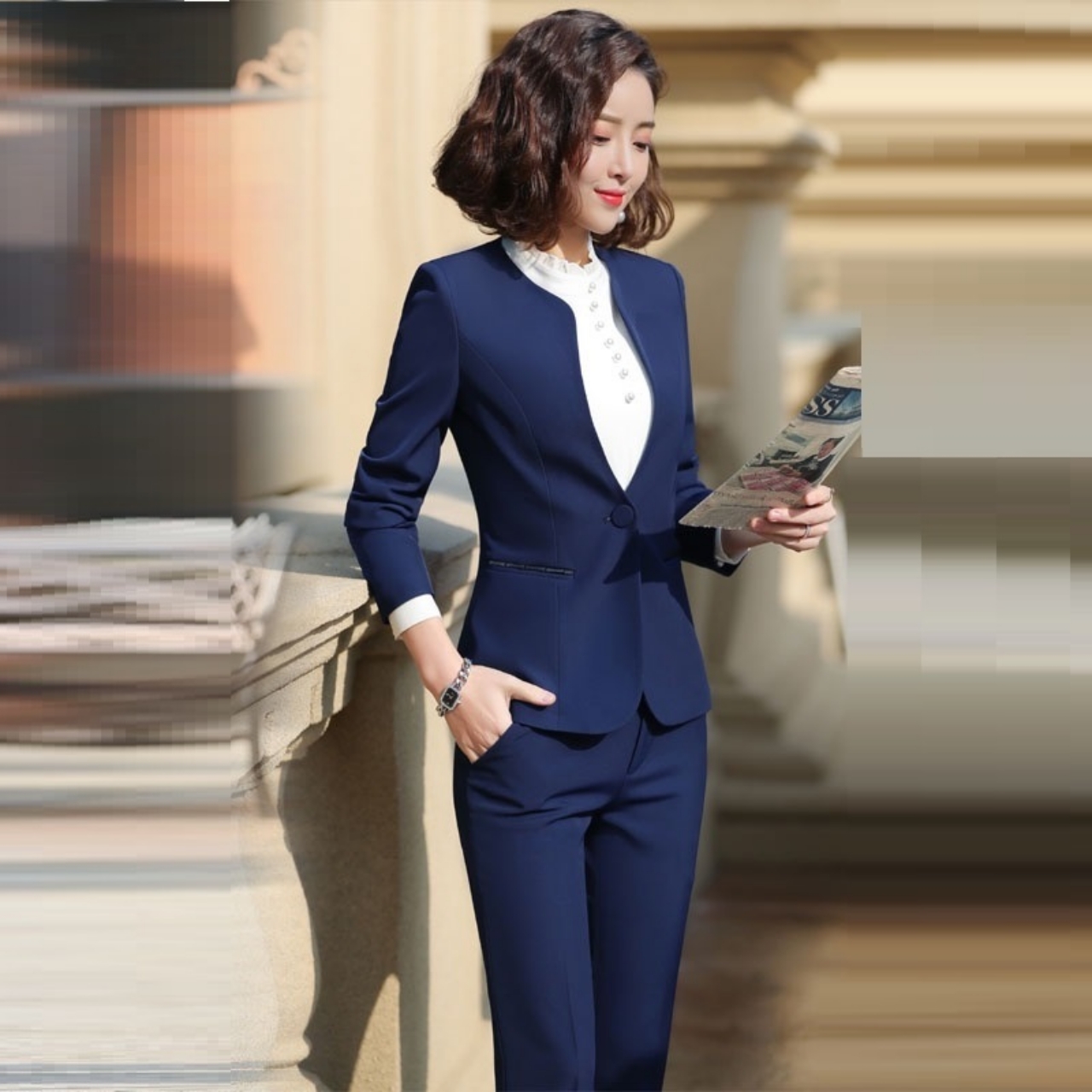 Women work suit long sleeve suit pants tj31