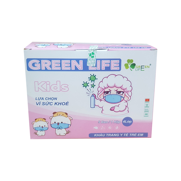 Khẩu trang y tế 4 lớp trẻ em Green Life hộp 50 cái