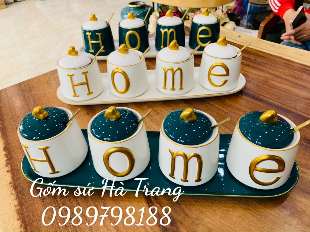 Bộ hũ gia vị gốm sứ hàng nhập