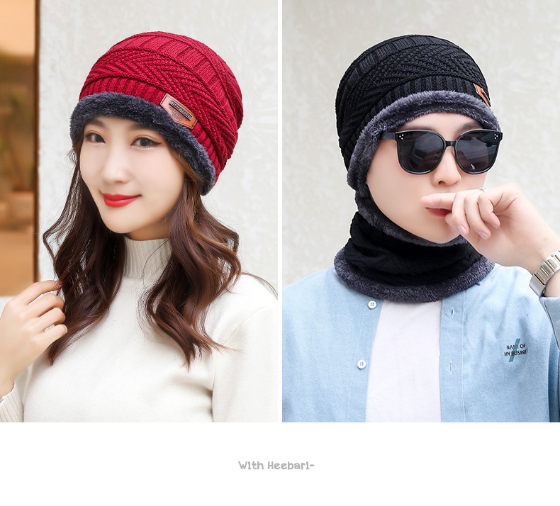 COMBO Mũ len trùm đầu kèm khăn ống choàng cổ bên trong lót lông giữ ấm mùa đông cao cấp