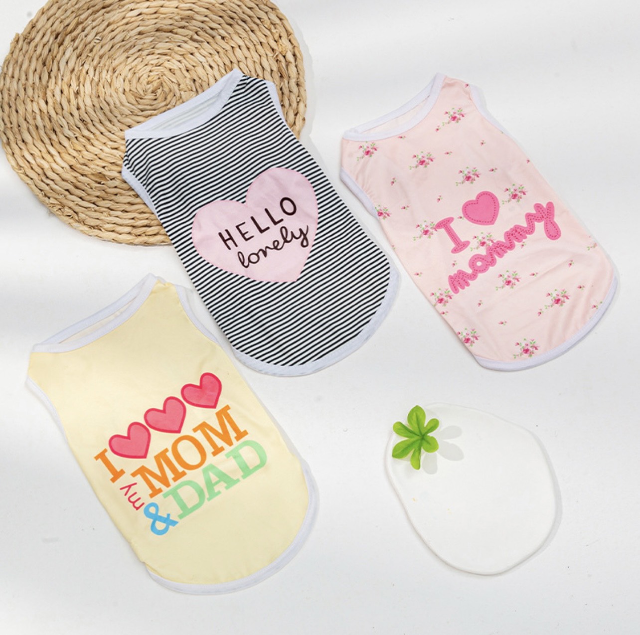 Áo Thun Cotton Sát Nách Cho Chó Mèo Dễ Thương