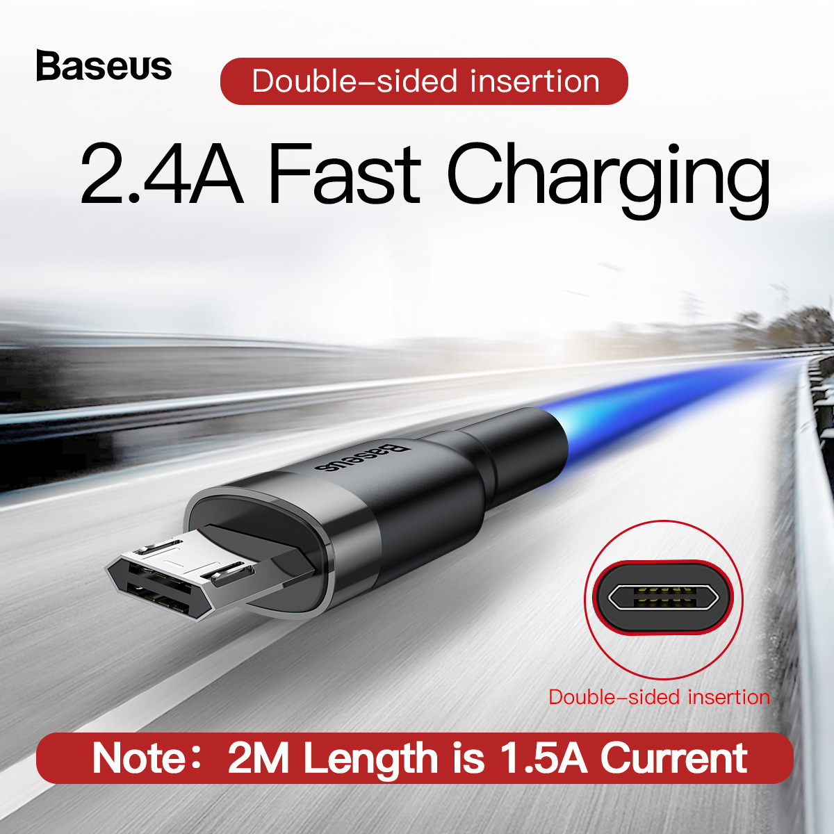 Baseus cáp micro USB 2.4A sạc nhanh và truyền dữ liệu cho điện thoại di động Quick Charging cable Xiaomi Redmi Samsung Huawei