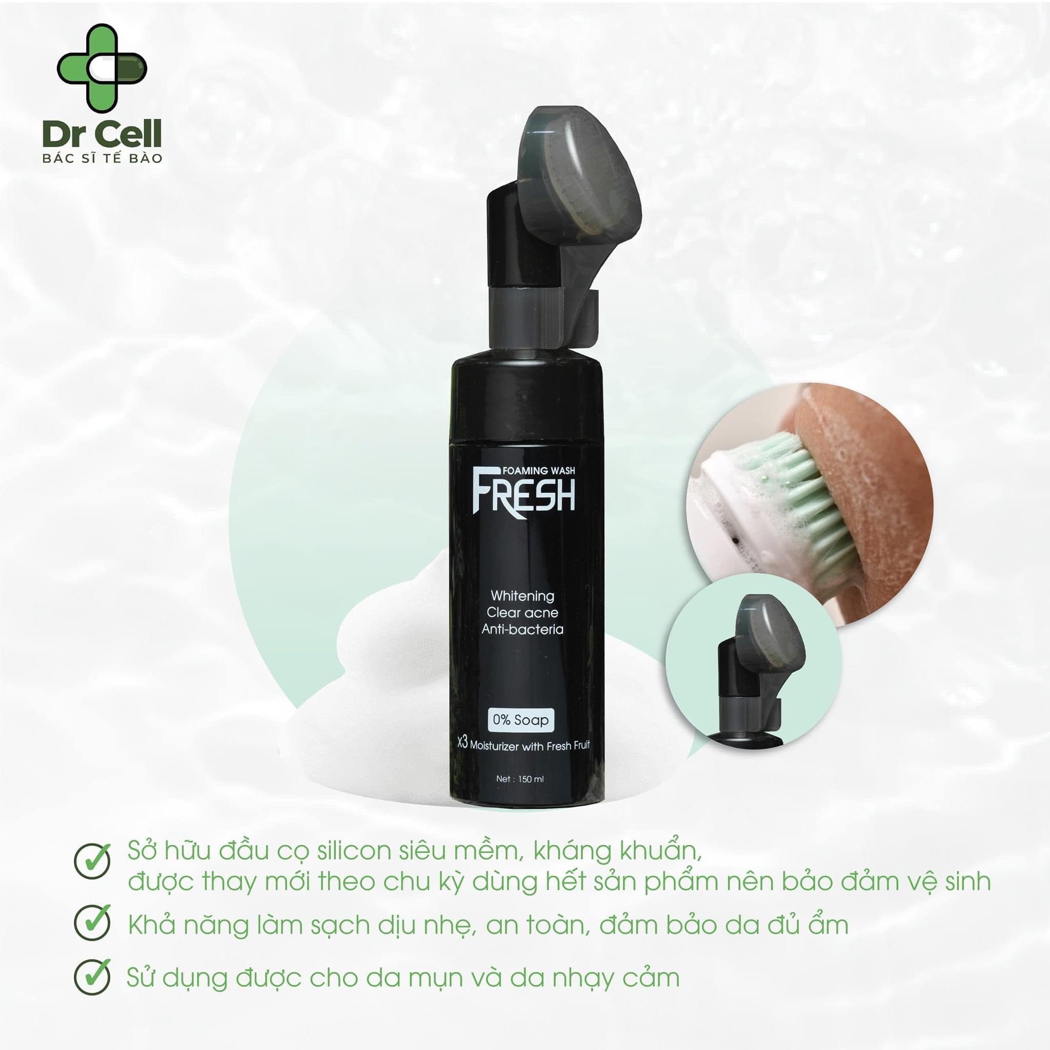 Sữa Rửa Mặt Fresh Dr Cell 150ml làm sạch da ngăn ngừa mụn sáng mịn da