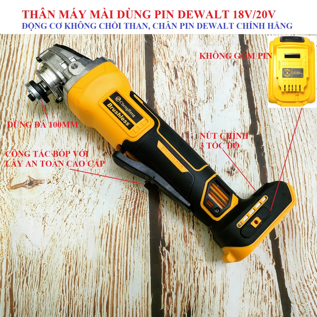 Sv thân máy mài không chổi than dùng pin 18v - 20v