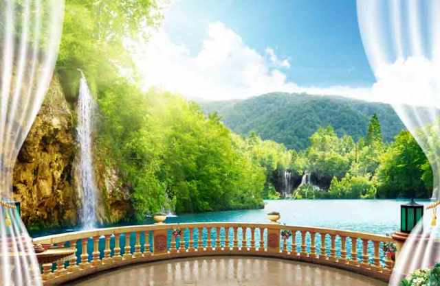 Tranh dán tường 3d cửa sổ