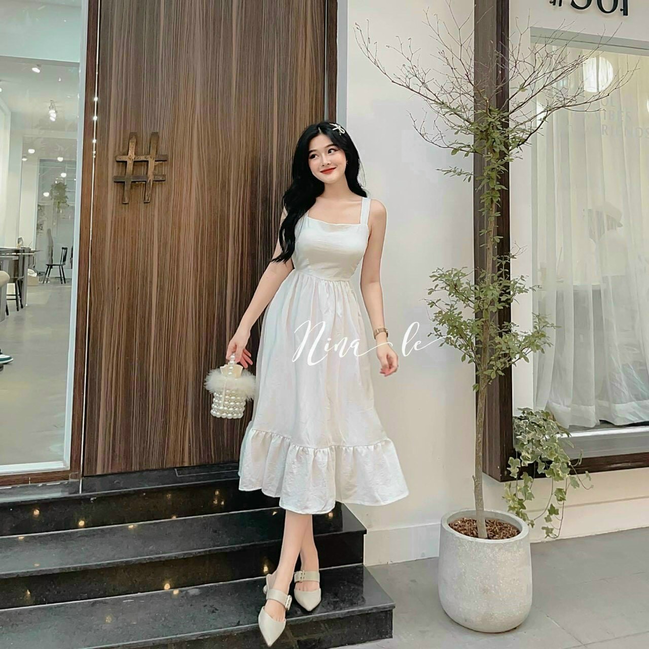 Đầm MIDI 2S Thắt Nơ Lưng Đuôi Cá N050