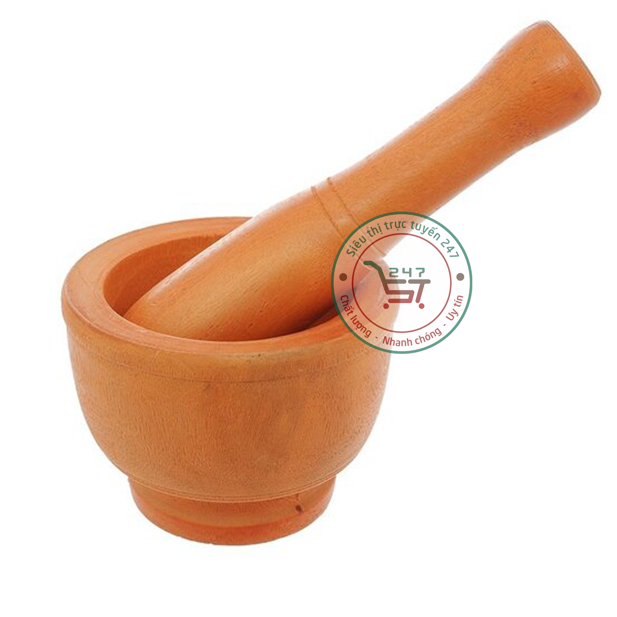 Bộ cối chày gỗ đâm tiêu giã tỏi đa năng nhiều size 13-19 tiện lợi