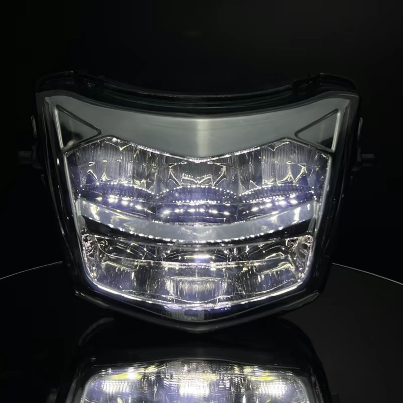 chóa đầu đèn pha led 2 tầng zinpat tím wawe wave 110 100 50cc rs rsx, đèn zhipat wave 1:1 đen zinphat giá rẻ