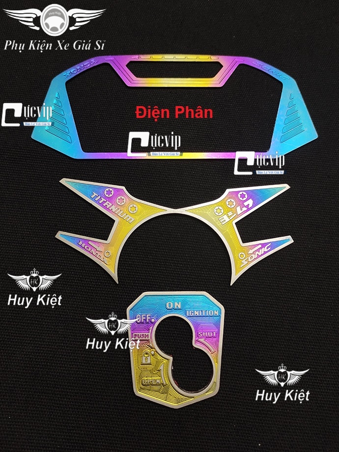 Combo Ốp Viền Đồng Hồ Titan, Miếng Dán Chảng Ba Và Miếng Dán Ổ Khóa Titan Cho Sonic MS4353