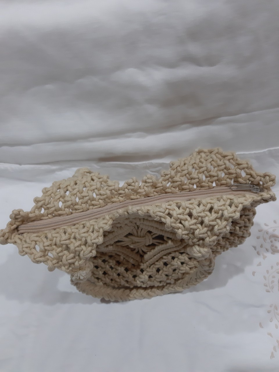 Túi Macrame đeo vai siêu xinh - Phong cách Boho, Vintage Đan Hoa Văn Tinh Tế Ngang: 32 cm * Rộng 32 cm, Dài quai: 23 cm