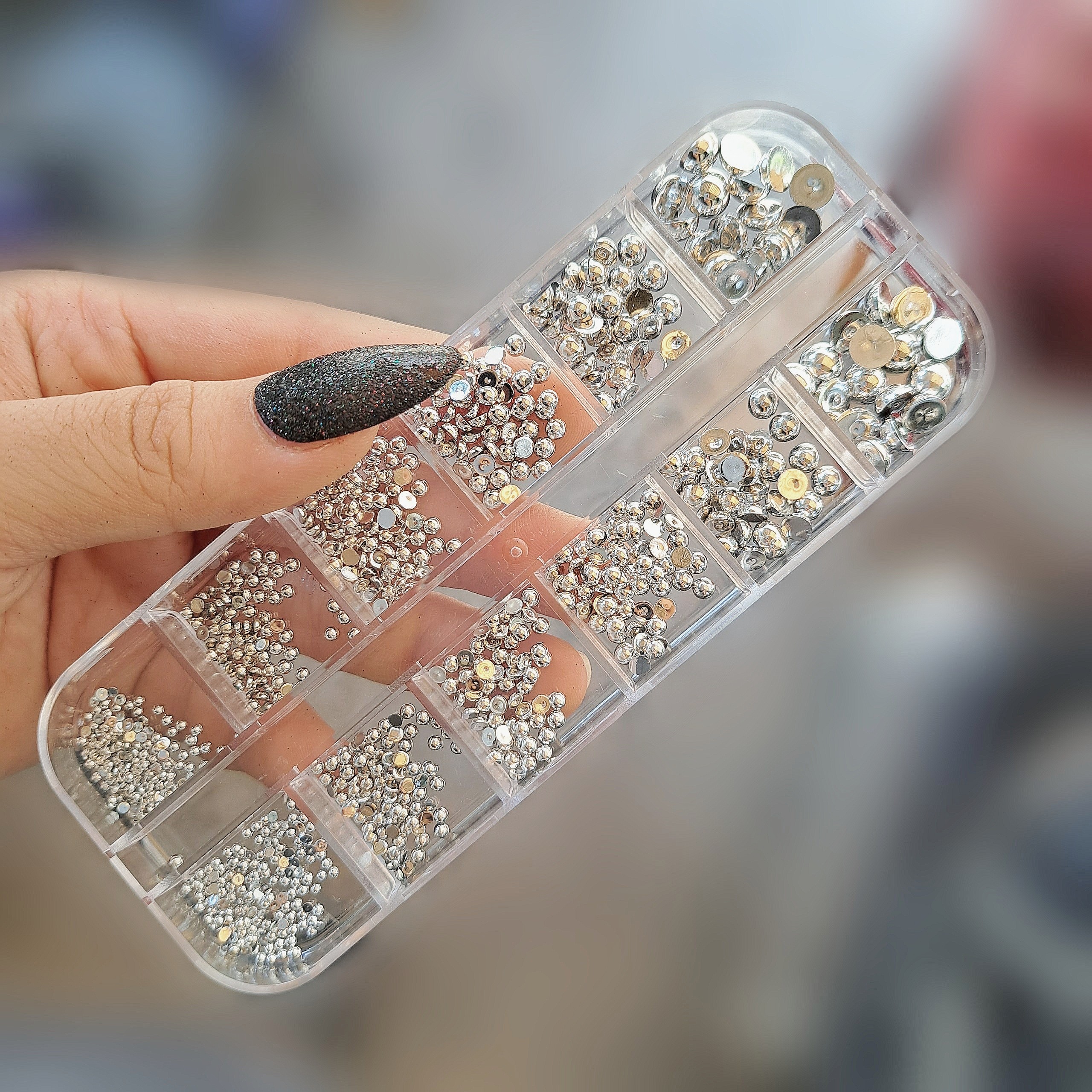 Khay bi nửa ánh kim vàng bạc trang trí móng