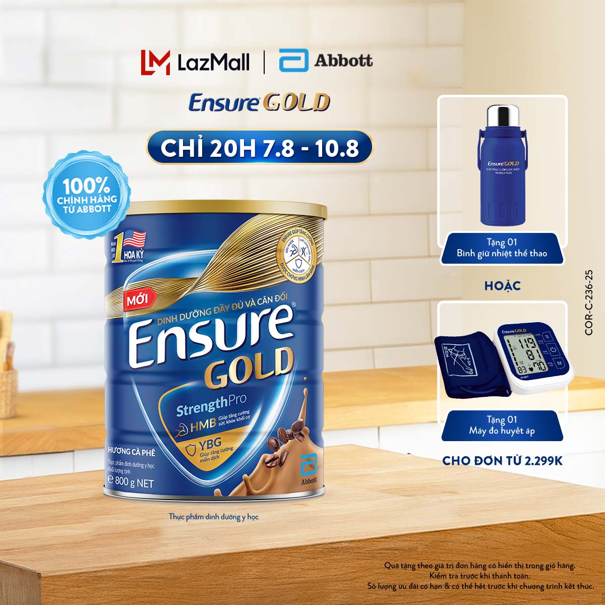 [CHỈ 20H 04-08.05 QUÀ TẶNG CHO ĐH 1500K-SLCH] Lon sữa bột Ensure Gold hương cà phê 800g