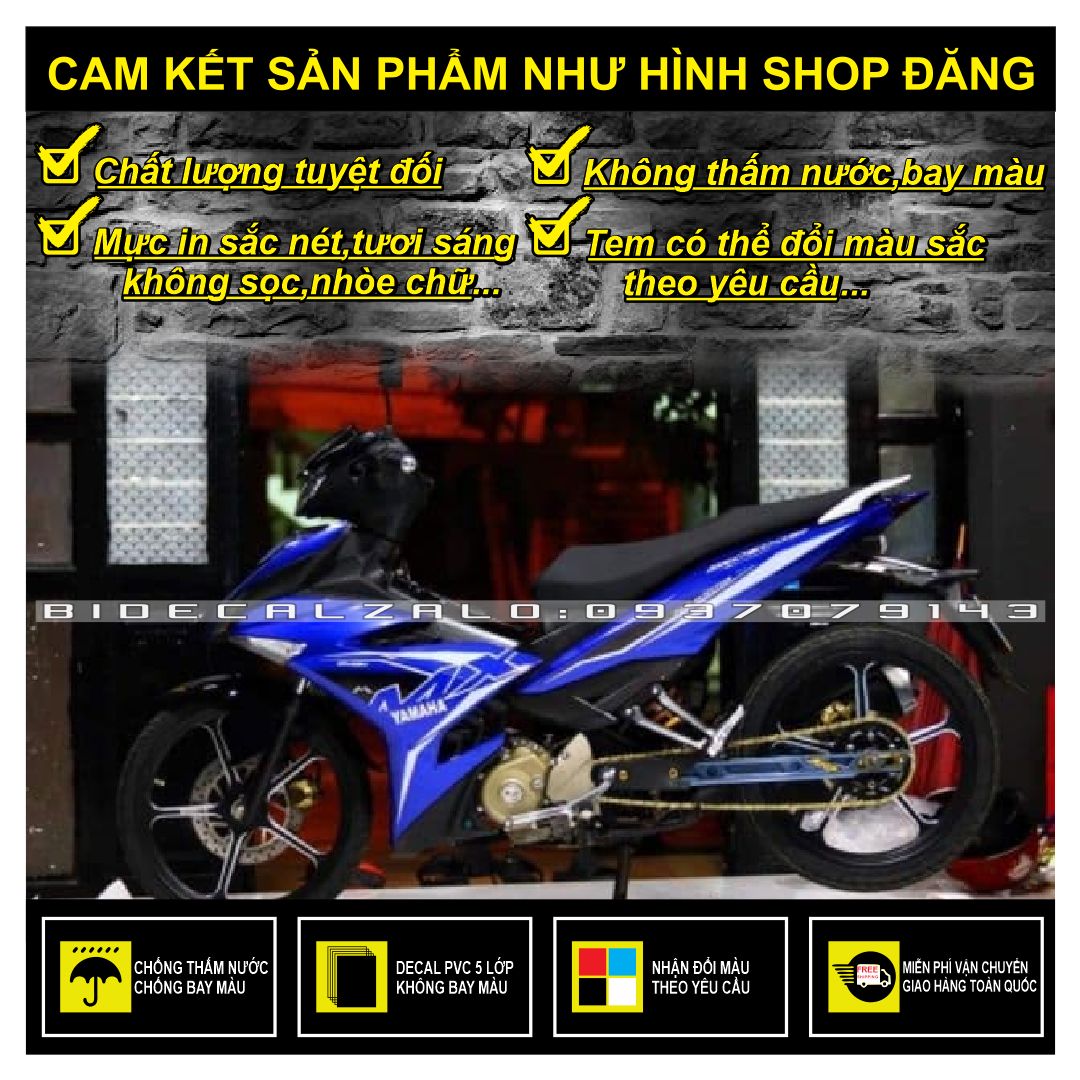 TEM RỜI EXCITER 150 MX PHỐI XANH ĐEN