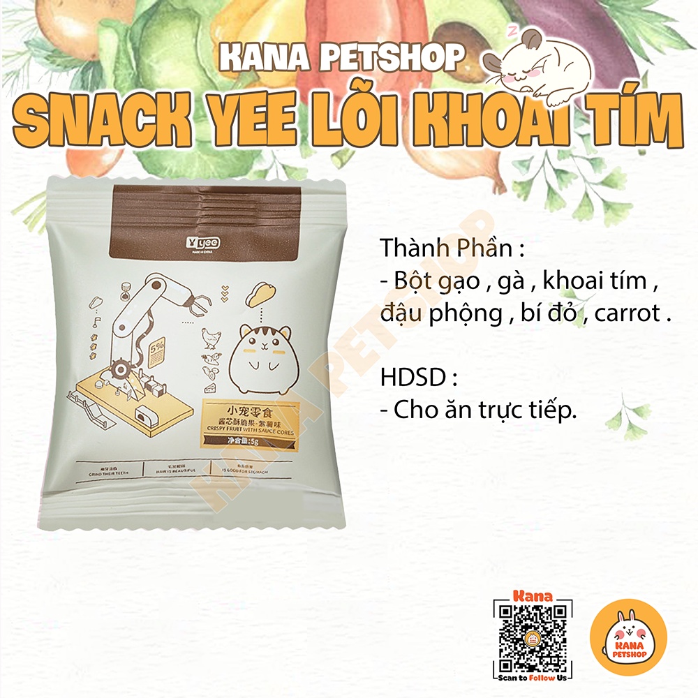 Snack yee thức ăn hamster 🐹freeship🐹 đồ ăn dặm snack lõi sốt trái cây gà yee hamster, nhím , sóc ...