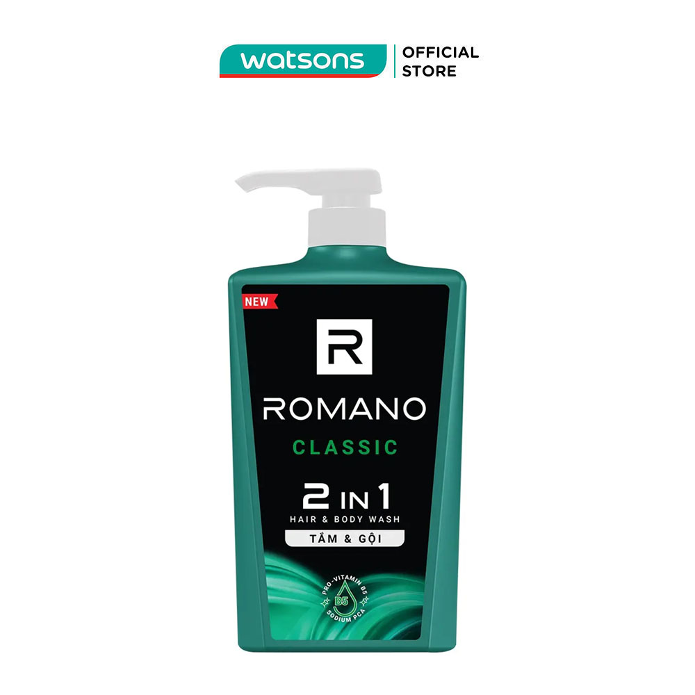 Sữa tắm gội romano 2in1 hương nam tính classic 650g