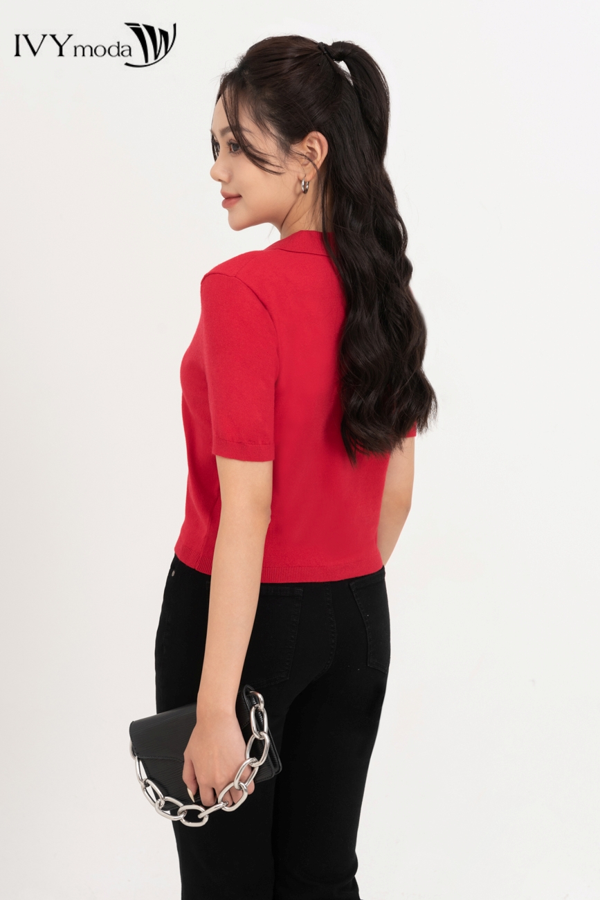 Áo polo len dáng croptop IVY moda MS 57M7803