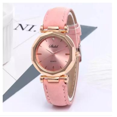 Đồng hồ nữ dây da kính pha lê cực đẹp A1 ( Hồng )