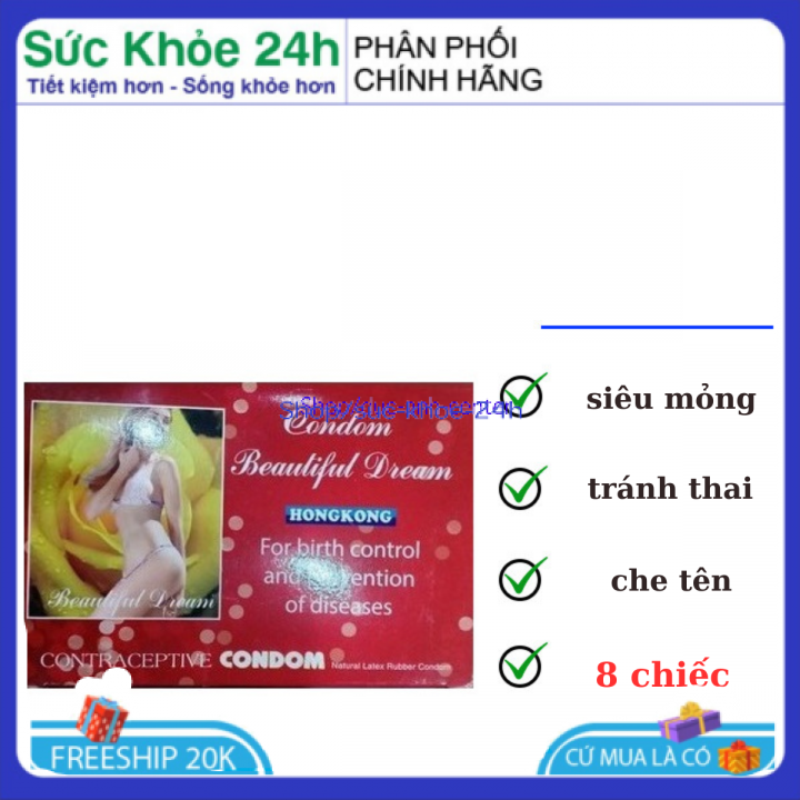 Bao cao su siêu mỏng Condom bao trơn siêu mỏng hộp 8 chiếc che tên sản phẩm