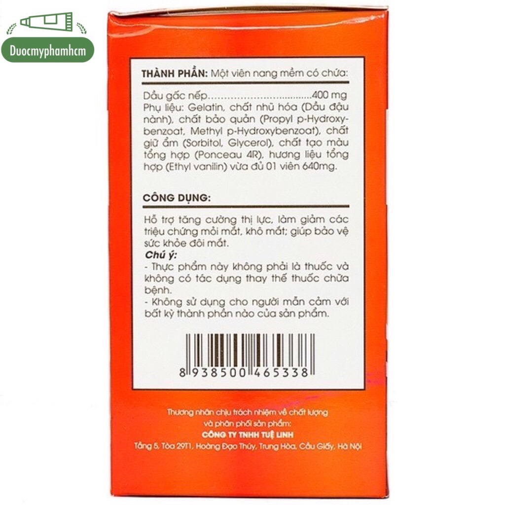 [HCM]Dầu Gấc Tuệ Linh lọ 100 viên