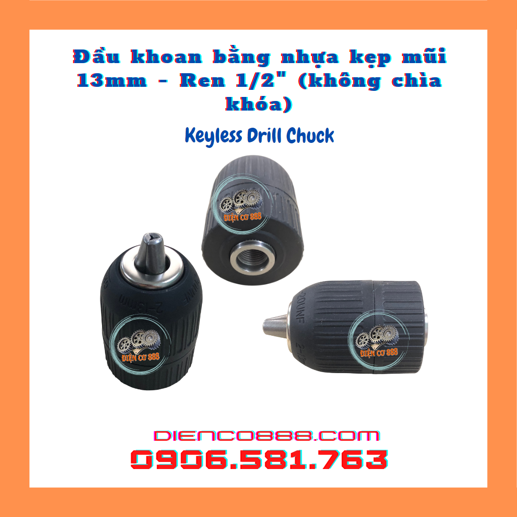 Đầu khoan nhựa vặn tay 13mm - Đầu khoan 13ly nhựa