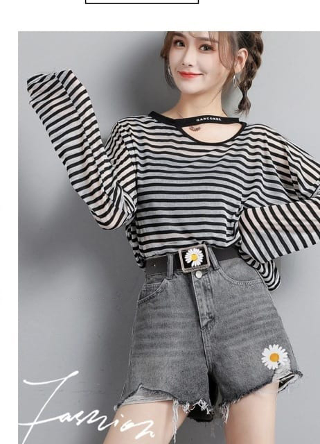 [HCM]Thắt lưng nữ dây nit bản hoa cúc siêu hot