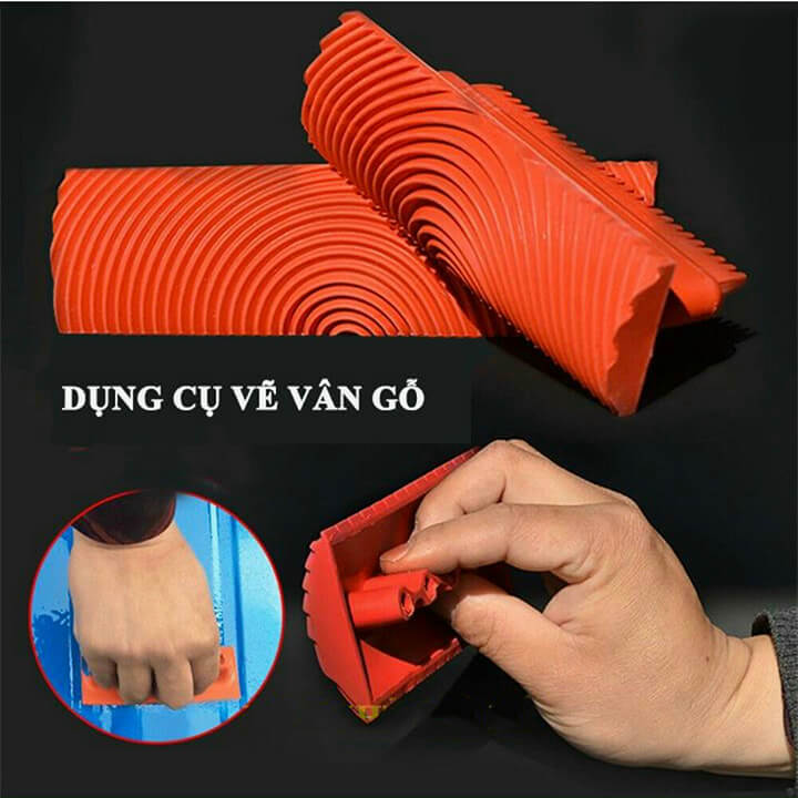 Bộ 2 cọ lăn sơn tạo vân gỗ hoa văn thông minh