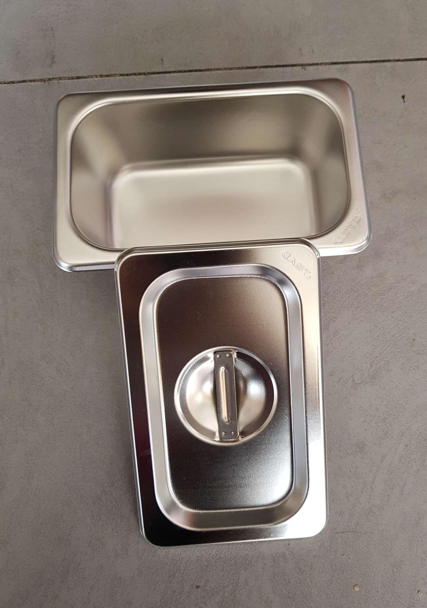 khay inox đựng thạch trà sữa 1/9 cao 65 (combo 10 bộ)