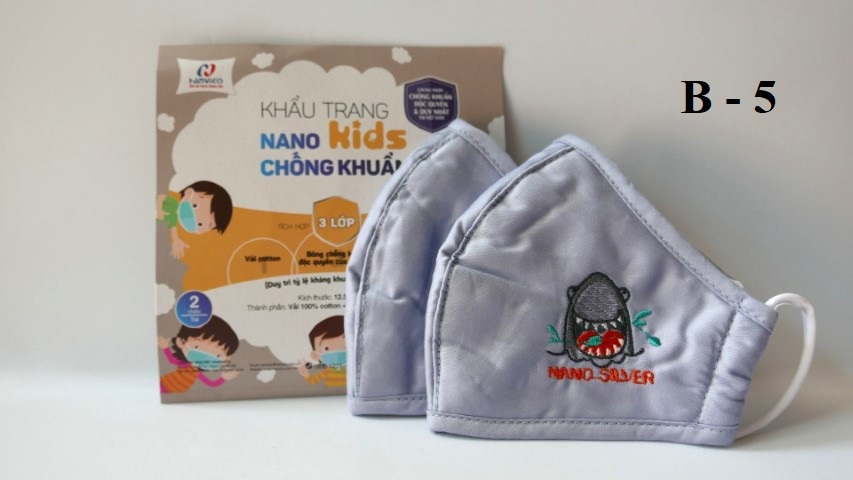 Combo 2 khấu trang Nano bạc kháng khuẩn trẻ em