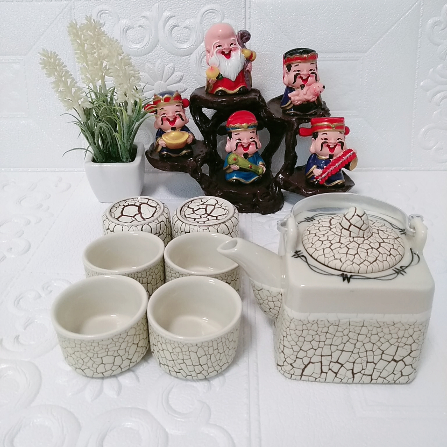 BỘ ẤM CHÉN TRÀ BÁT TRÀNG MEN RẠN RV1