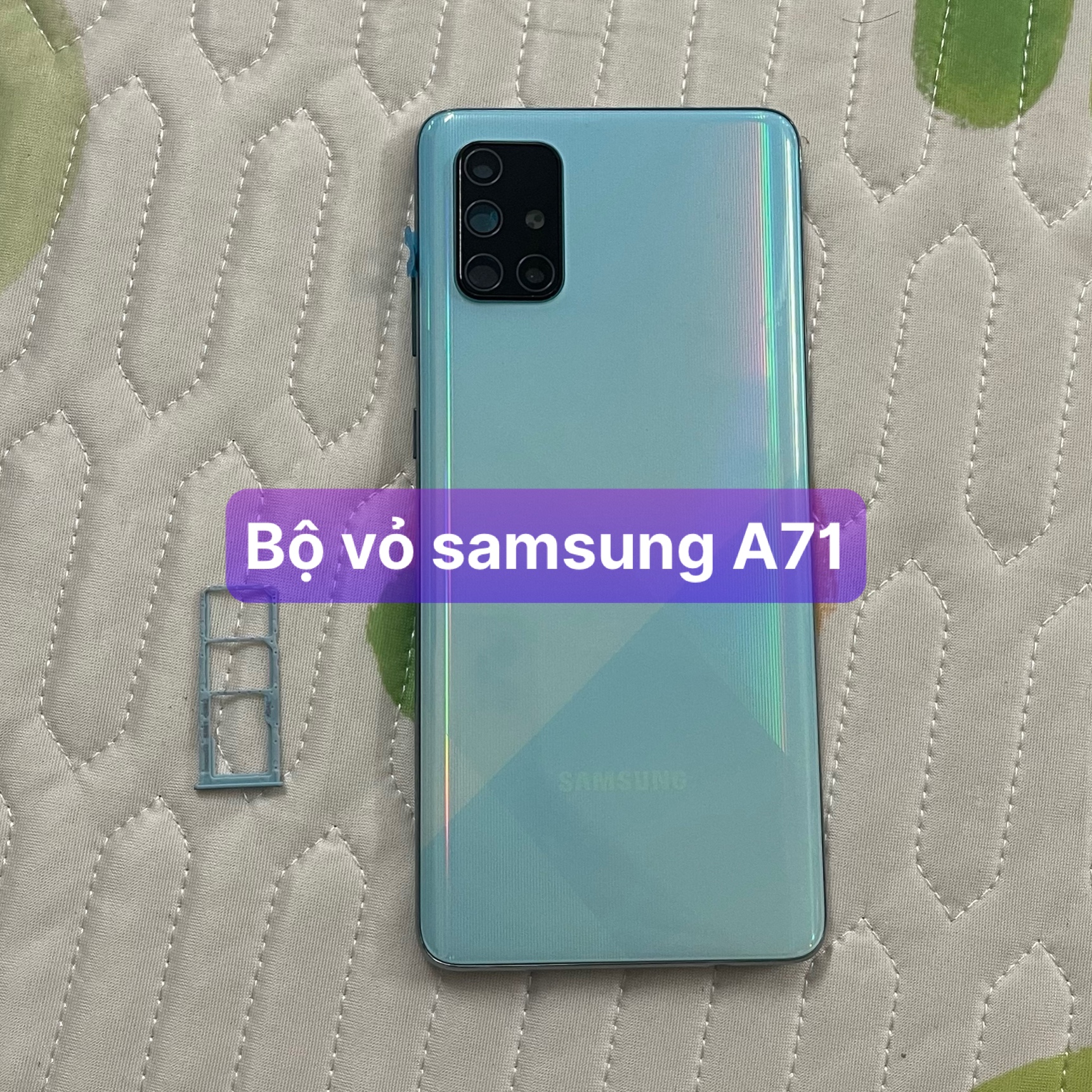 bộ vỏ sườn samsung A71 ,kèm khay sim,phím,kính camera