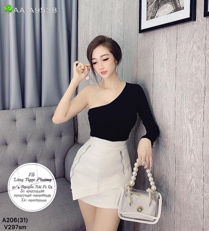 Áo thun lụa body 1 tay dài phong cách Thái TTKX0499