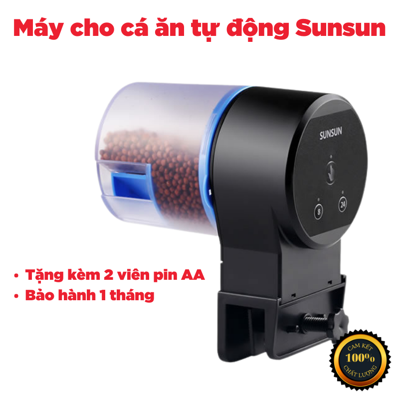 Máy cho cá ăn tự động hẹn giờ sunsun (tặng kèm 2 viên pin aa, bảo hành 1 tháng) / Búp aqua