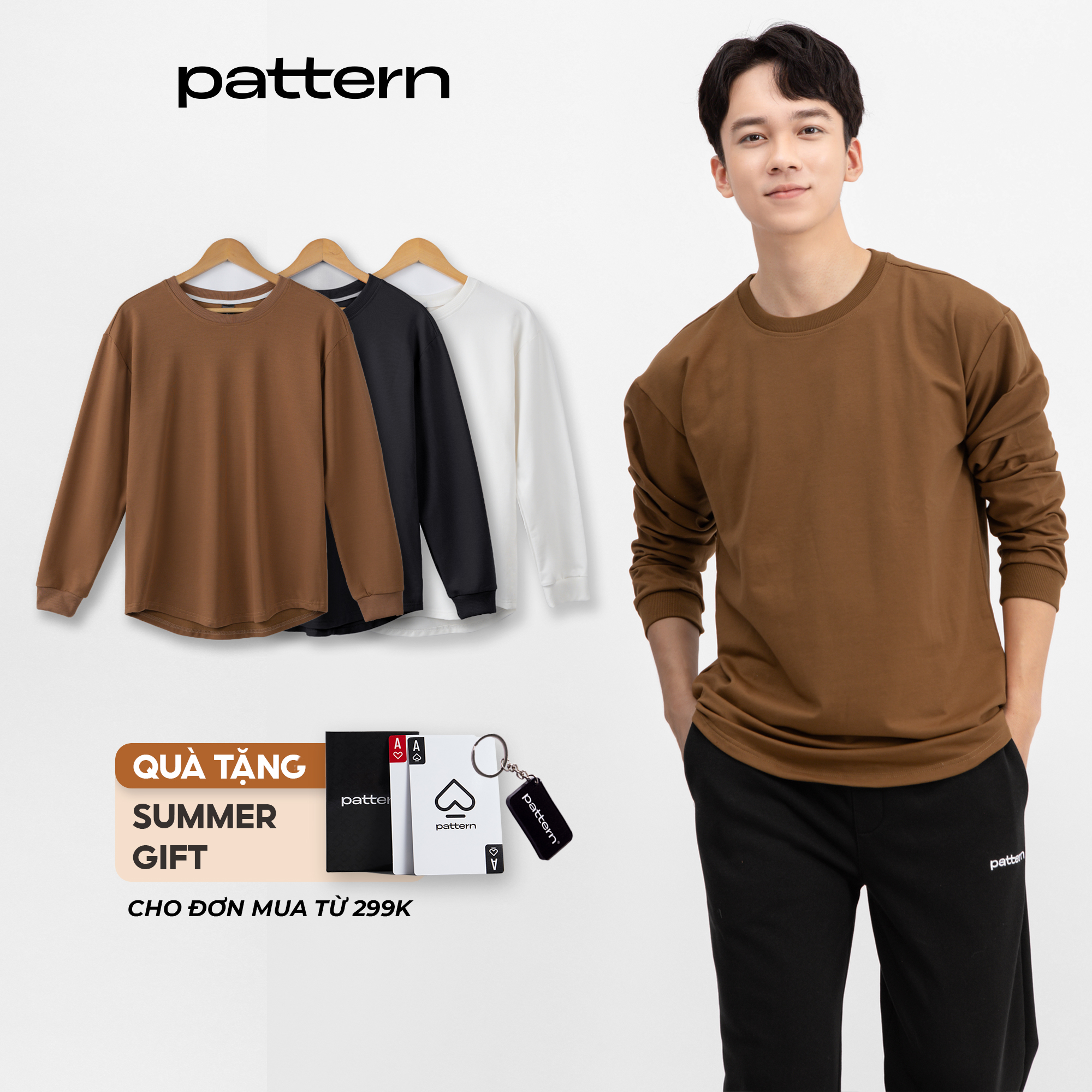 Áo dài tay vạt bầu THE 1992 Sweater basic nam