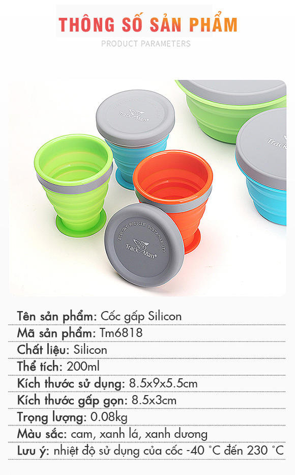Cốc gấp silicon Trackman Tm6818