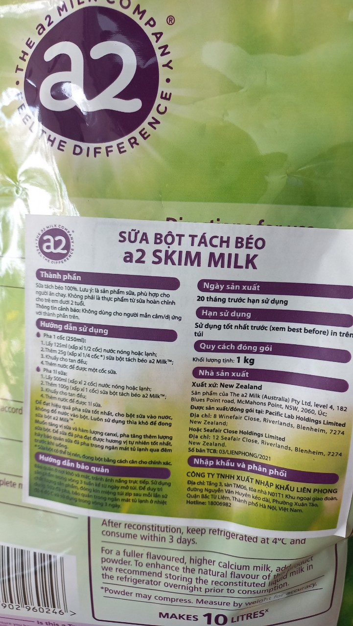 Sữa bột tách béo A2 Skim milk 1kg