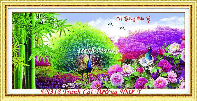 [HCM]Tranh đính đá CÁT TƯỜNG NHƯ Ý  ĐÔI CÔNG VS318 kích thước 120 x60cm Tranh Mariko
