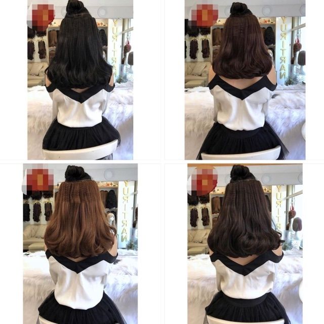 Tóc giả kẹp ❤FREESHIP❤ Tóc kẹp 6 phím xoăn 30cm