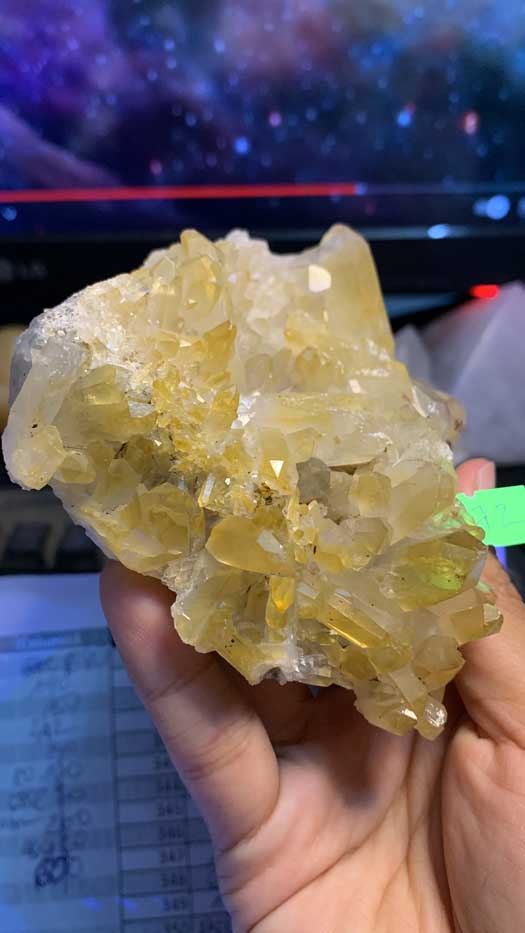 Đá thạch Anh VÀNG tán sắc pha lê tự nhiên trong suốt vàng Citrine thanh tẩy thiền định tarot cực mạnh Clear Quartz Natural 365 376