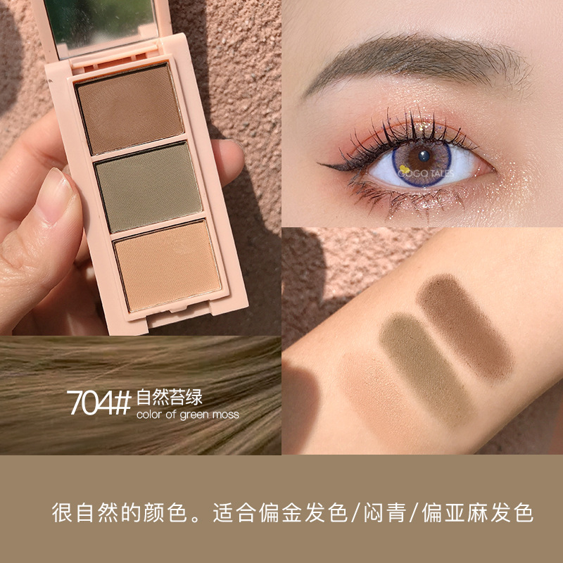 Bột Kẻ Chân Mày GOGOTALES 3 Ô Tự Nhiên Lâu Trôi Natural Soft Mist GT237 + Kèm Cọ Tán [ GOGO TALES ]