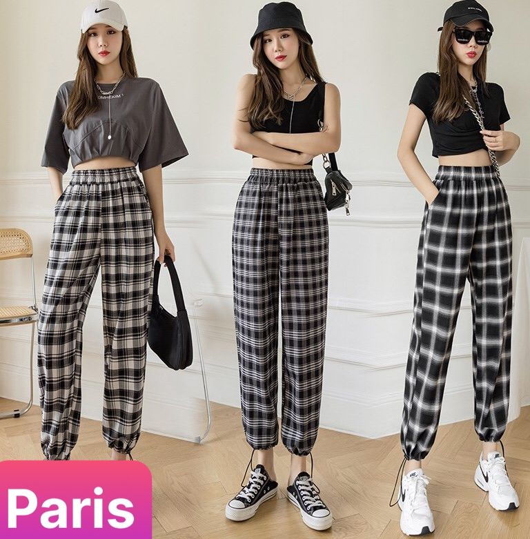 QUẦN ỐNG RỘNG SUÔNG NỮ , QUẦN JOOGER CARO NHẬT BẢN HOT TREND NEW CAO CẤP PHỐI SANG CHẢNH SÀNH ĐIỆU - PARIS FASHION