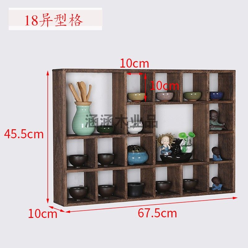 Kệ kệ trà treo tường kiểu trung quốc bằng gỗ tự nhiên bằng gỗ tự nhiên kệ treo tường phòng khách hiện đại đơn giản trên tường