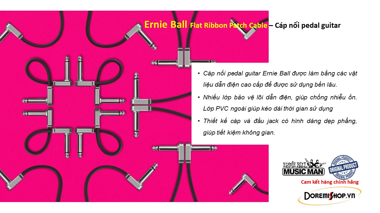 Cáp tín hiệu nối pedal DẸP-SIÊU MỎNG - Ernie Ball Flat Ribbon Patch Cables