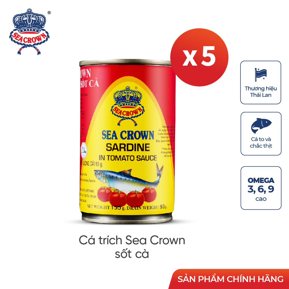 SS5 - 5 Lon Cá hộp Sea Crown Cá Trích Sốt Cà 155 g