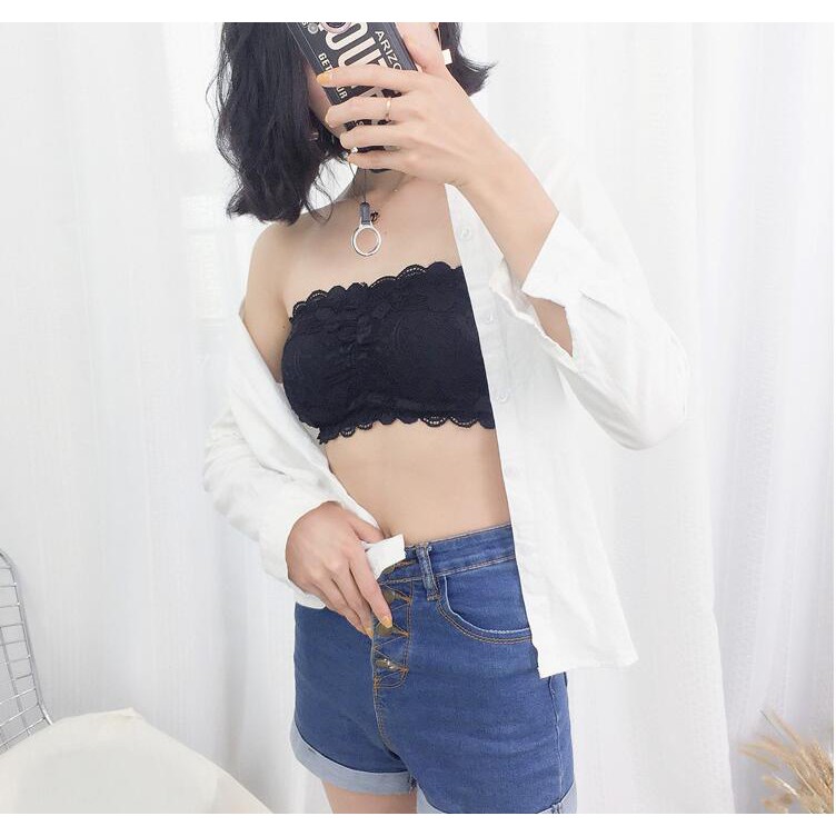 ÁO BRA REN QUÂY KHÔNG DÂY CUỐN HÚT- ÁO CHỐNG TỤT QUÂY REN TIỆN LỢI KHI MẶC SHOPCHIBI