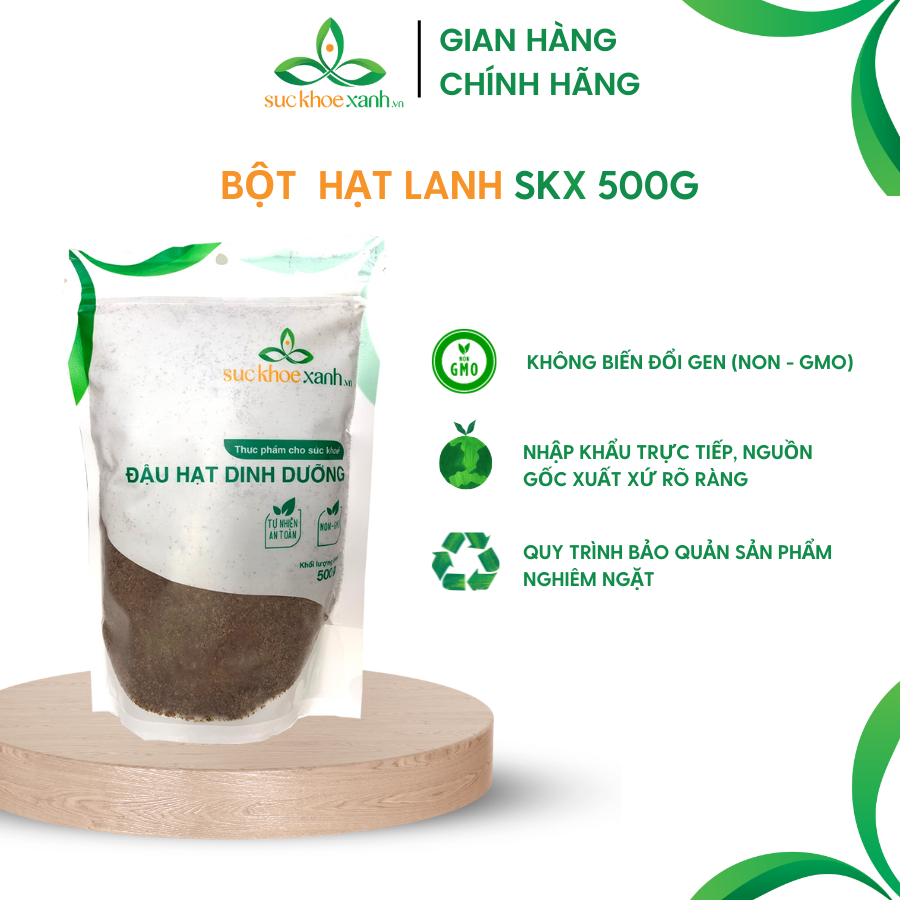 Bột hạt lanh nâu rang chín Sức Khỏe Xanh - 500g/túi - Nhập khẩu Ấn Độ chính hãng