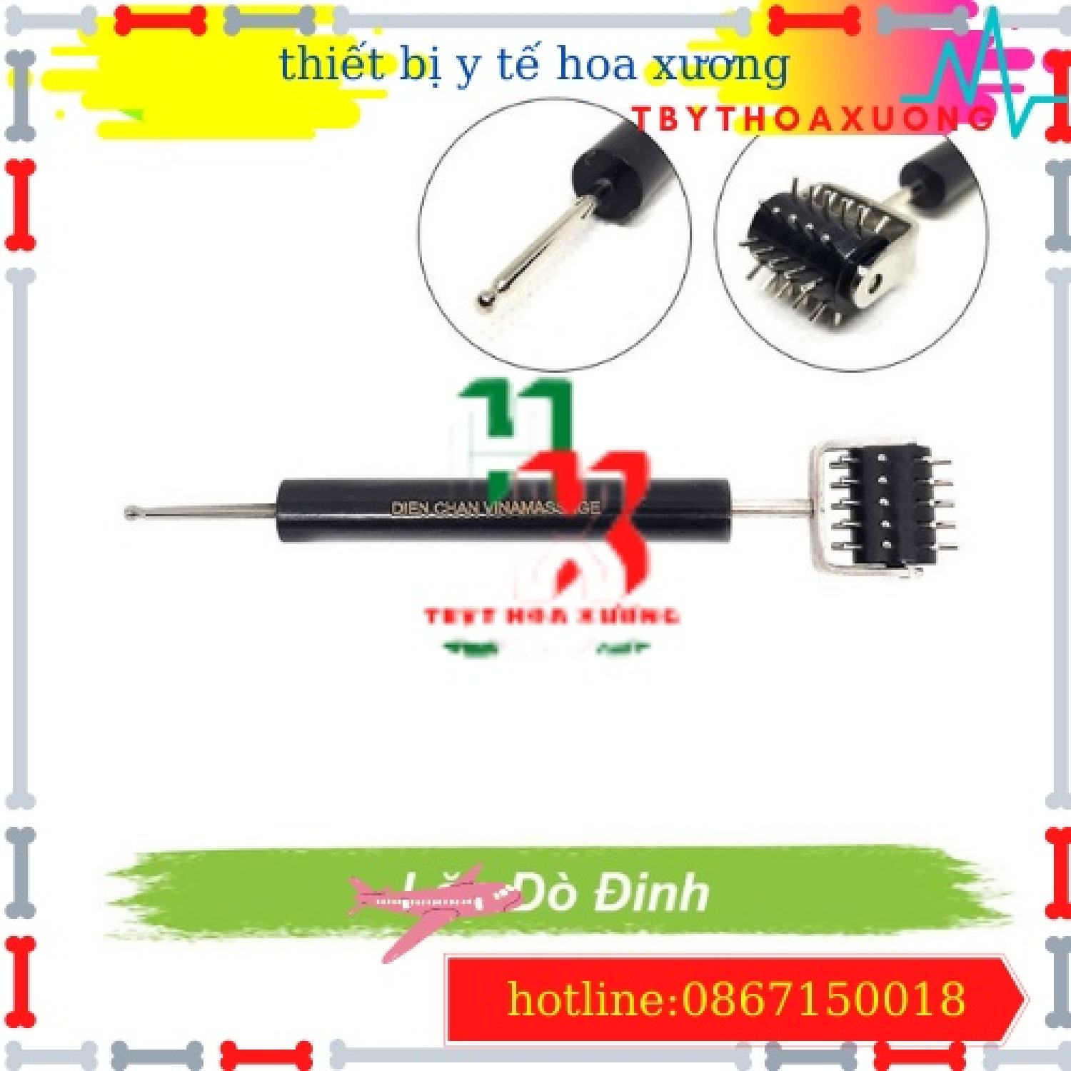 Cây lăn đinh dò huyệt 2 đầu - dụng cụ diện chẩn